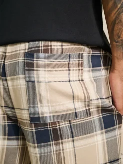 Naturel/zwart geruit - Jersey pyjama met korte mouwen