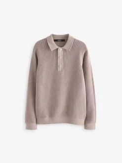 Natuurlijk - Poloshirt met textuur en lange mouwen (3-16jr)
