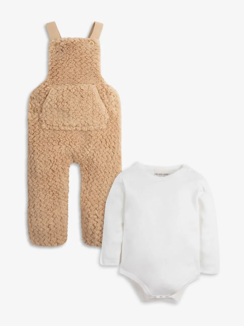 Natuurlijk - The Little Tailor - Set van dikke tuinbroek van sherpafleece en body voor baby's
