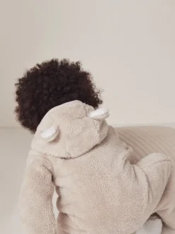 Natuurlijk - The White Company - Kiezelkleurig fleece romperpakje