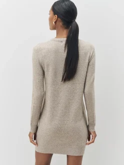 Natuurlijk - VERO MODA zacht aanvoelende gebreide trui-jurk met ronde hals