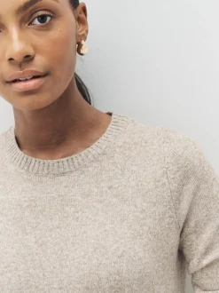 Natuurlijk - VERO MODA zacht aanvoelende gebreide trui-jurk met ronde hals