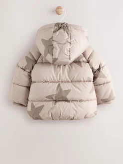 Natuurlijk ster all-over print. - Baby pufferjack (0mnd -2jr)