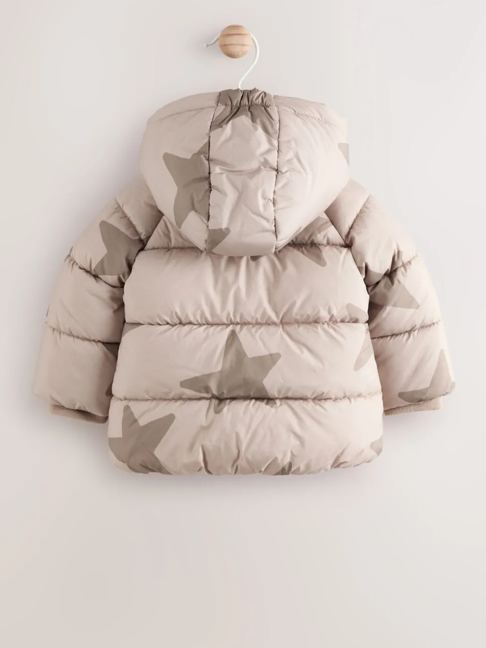 Natuurlijk ster all-over print. - Baby pufferjack (0mnd -2jr)