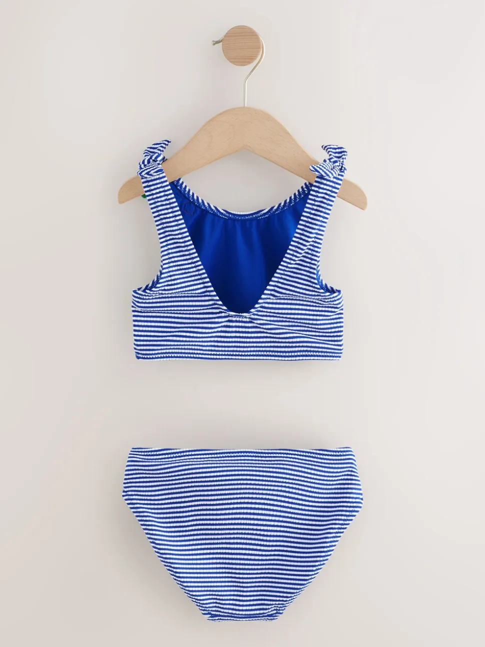 Navy Blue Cherry Stripe Crinkle - Bikini (3-16 jr)