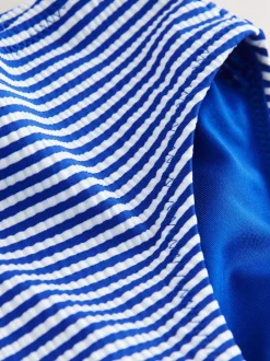 Navy Blue Cherry Stripe Crinkle - Bikini (3-16 jr)