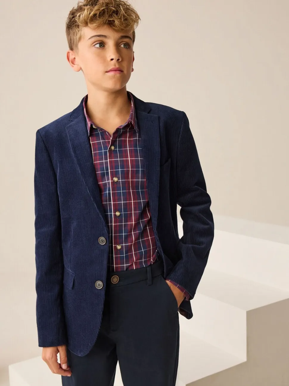 Navy Blue Corduroy - Blazer (3-16yrs)