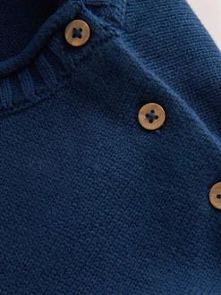 Navy Blue Sealife - Character Knitted Crew Neck Jumper (3mths-7yrs)