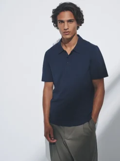 Navy Blue/Brown/White - The Set 3 Pack Short Sleeve Cotton Jersey Polo Shirts