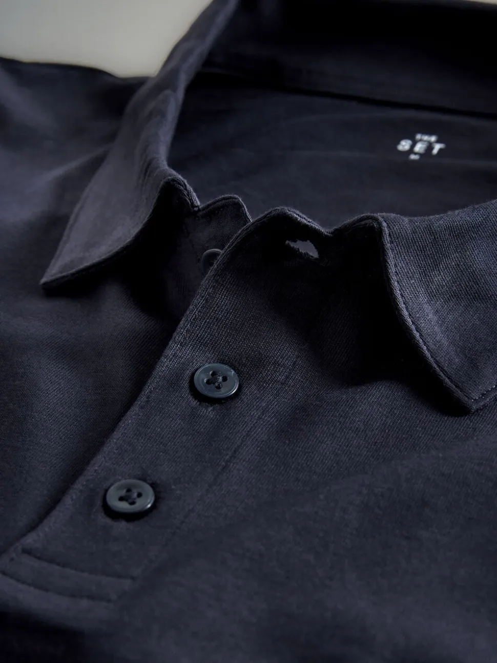 Navy Blue/Brown/White - The Set 3 Pack Short Sleeve Cotton Jersey Polo Shirts