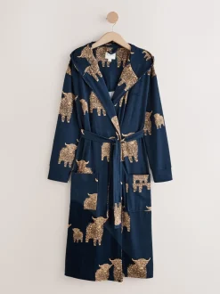 Navy Hamish The Highland Cow - Cosy Lightweight Dressing Gown