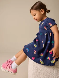 Navy Pets - Short Sleeve Ribbed Dress (3mths-7yrs)