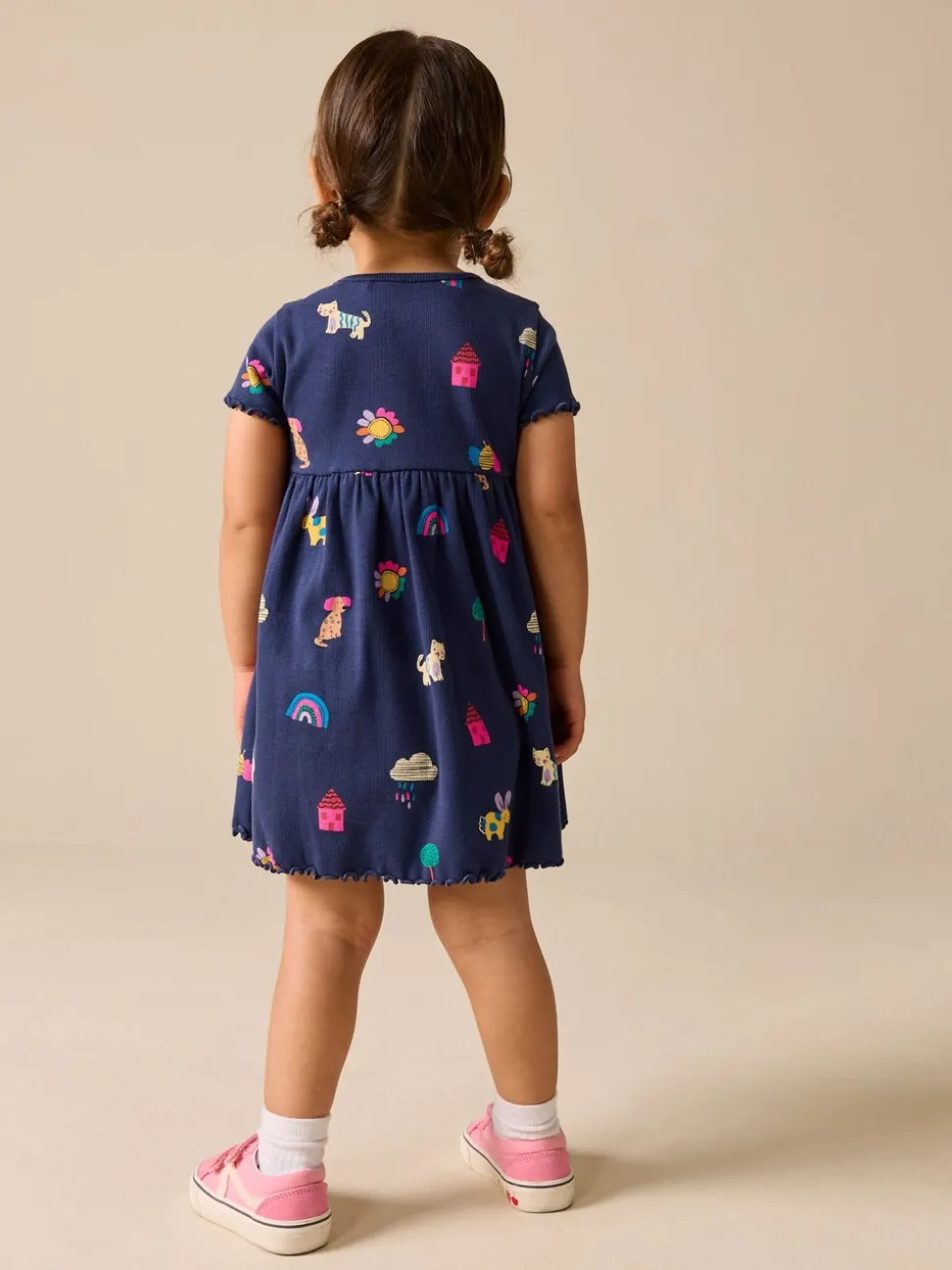 Navy Pets - Short Sleeve Ribbed Dress (3mths-7yrs)