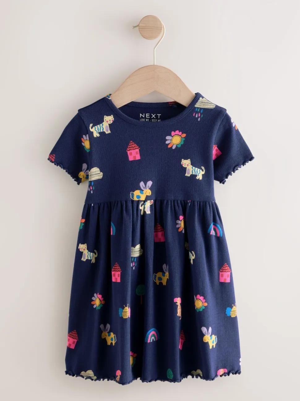 Navy Pets - Short Sleeve Ribbed Dress (3mths-7yrs)