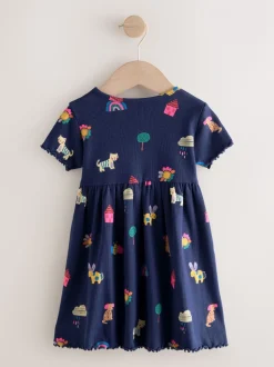 Navy Pets - Short Sleeve Ribbed Dress (3mths-7yrs)