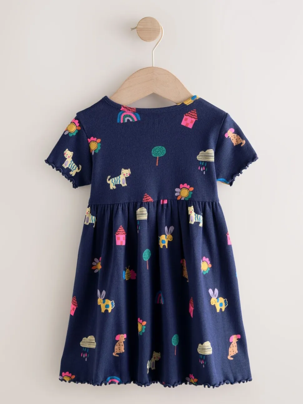 Navy Pets - Short Sleeve Ribbed Dress (3mths-7yrs)