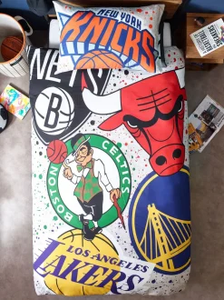 NBA 100% katoenen Dekbedovertrek en kussensloop Set voor eenpersoonsbed