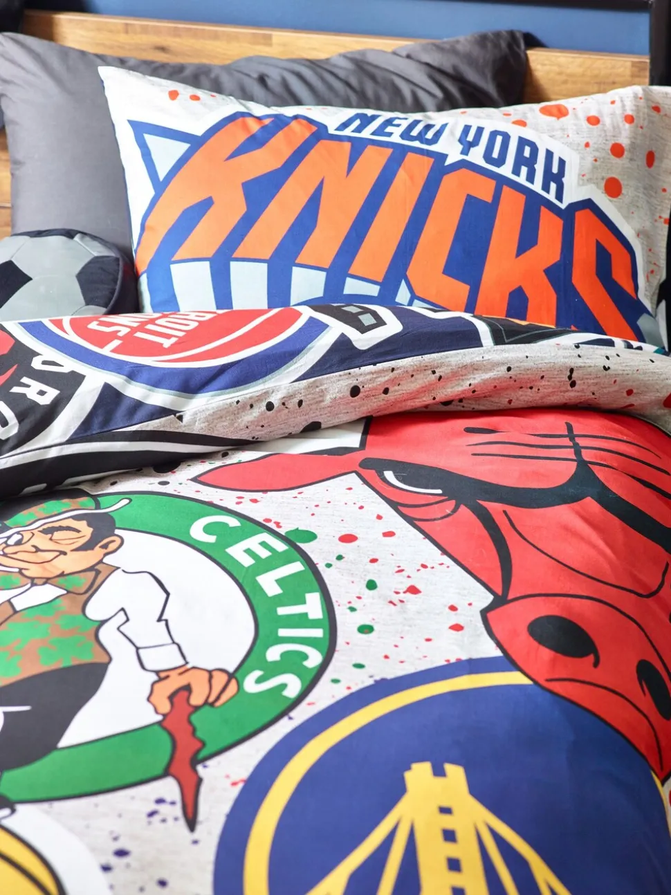 NBA 100% katoenen Dekbedovertrek en kussensloop Set voor eenpersoonsbed