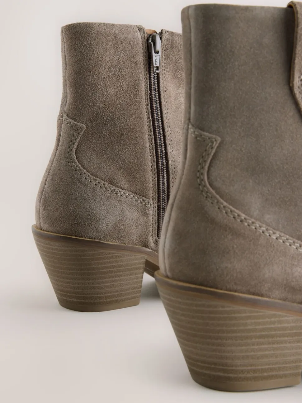 Nertsgrijs/bruin - Cowboy Block Heel Ankle Boots