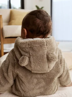 Nertsgrijs/bruin - Fleece babypakje