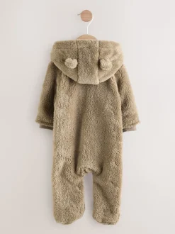 Nertsgrijs/bruin - Fleece babypakje