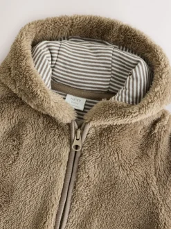 Nertsgrijs/bruin - Fleece babypakje