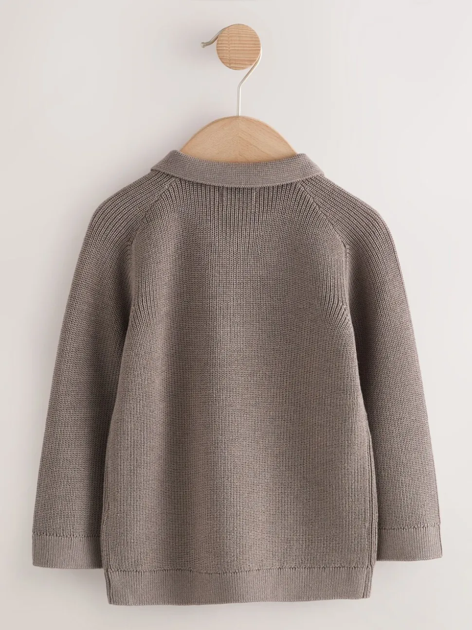 Nertsgrijs/bruin - Poloshirt met lange mouwen en kwartrits (3mnd-7jr)