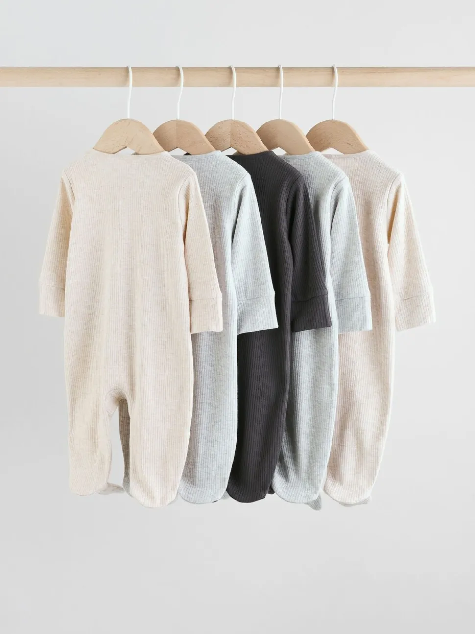 Neutraal - 5 Verpakking van babypyjama's met tweewegrits en voetjes (0-2jr)