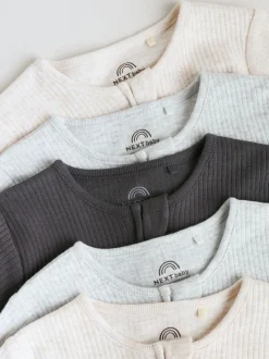 Neutraal - 5 Verpakking van babypyjama's met tweewegrits en voetjes (0-2jr)