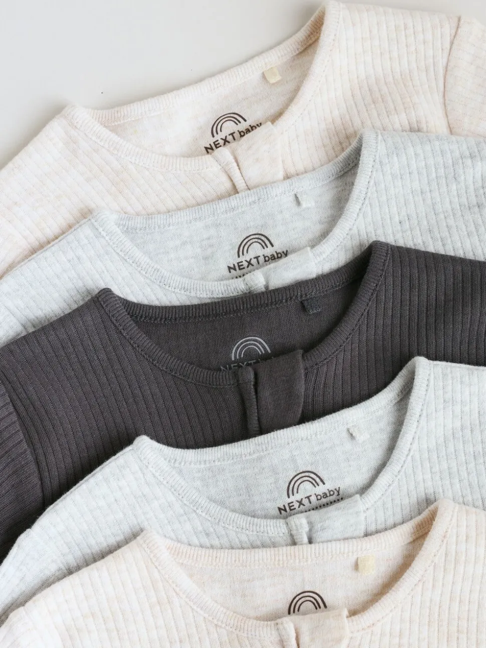Neutraal - 5 Verpakking van babypyjama's met tweewegrits en voetjes (0-2jr)