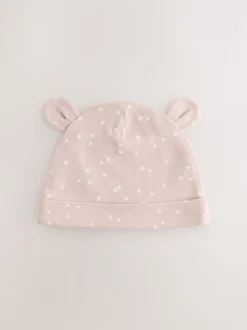 Neutraal - Baby 100% katoenen beanie-mutsen set van 3 (0-12mnd)