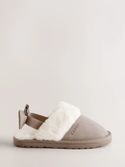 Neutraal - Baker by Ted Baker Meisjes suède Pantoffelmuiltjes van imitatiebont met Strik