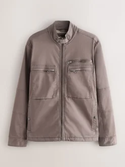 Neutraal - Borg Lined Zip Through Funnel Jacket