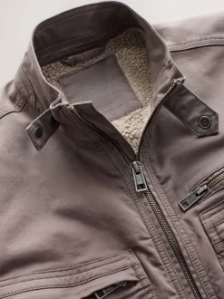 Neutraal - Borg Lined Zip Through Funnel Jacket