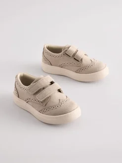 Neutraal - Brogue schoenen met klittenbandsluiting