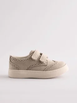 Neutraal - Brogue schoenen met klittenbandsluiting