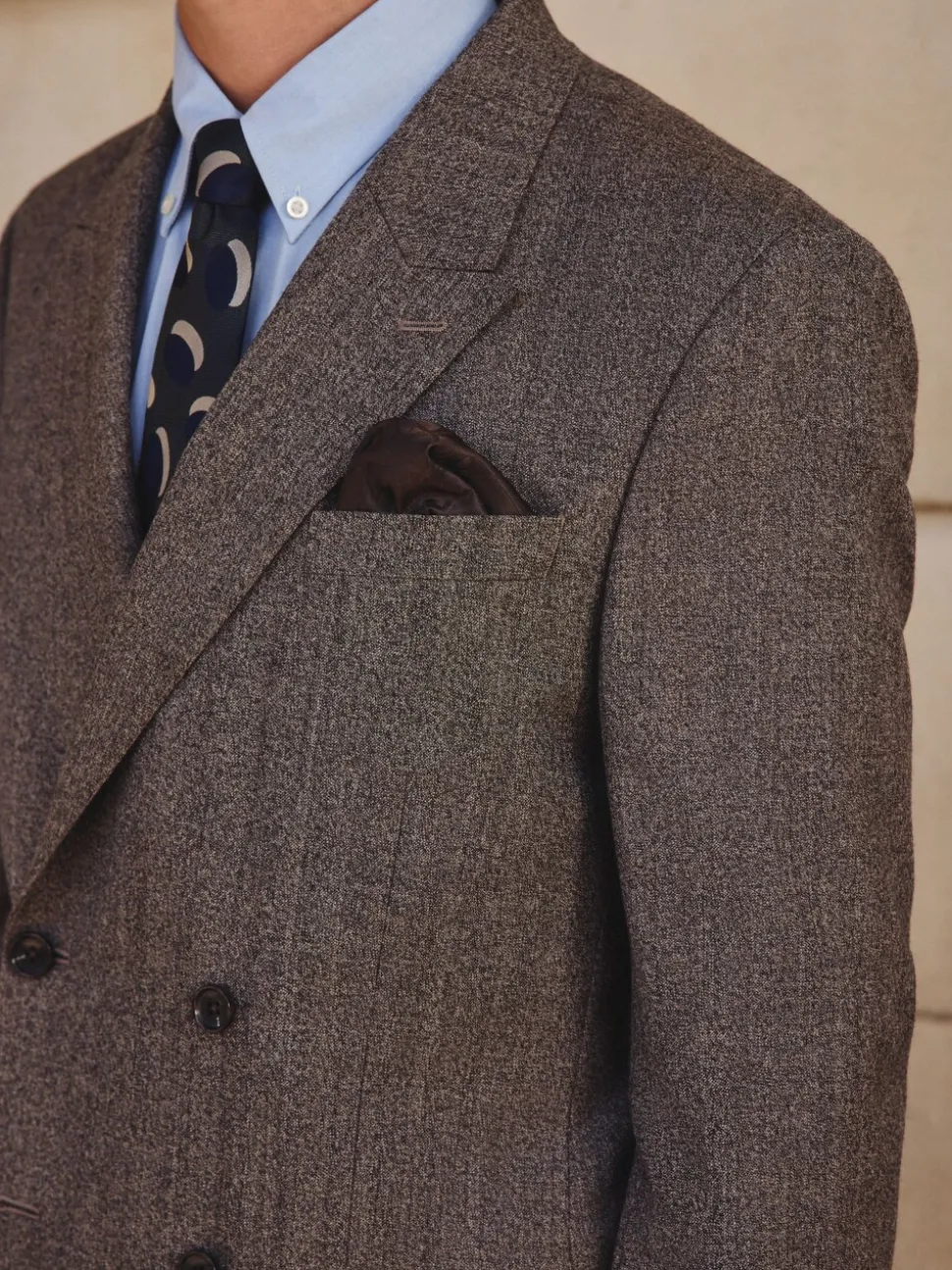 Neutraal - Double Breasted Merino Wool Blend Suit Jacket