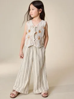 Neutraal - Embroidered Waistcoat and Wide Leg Trousers Set (3-16yrs)