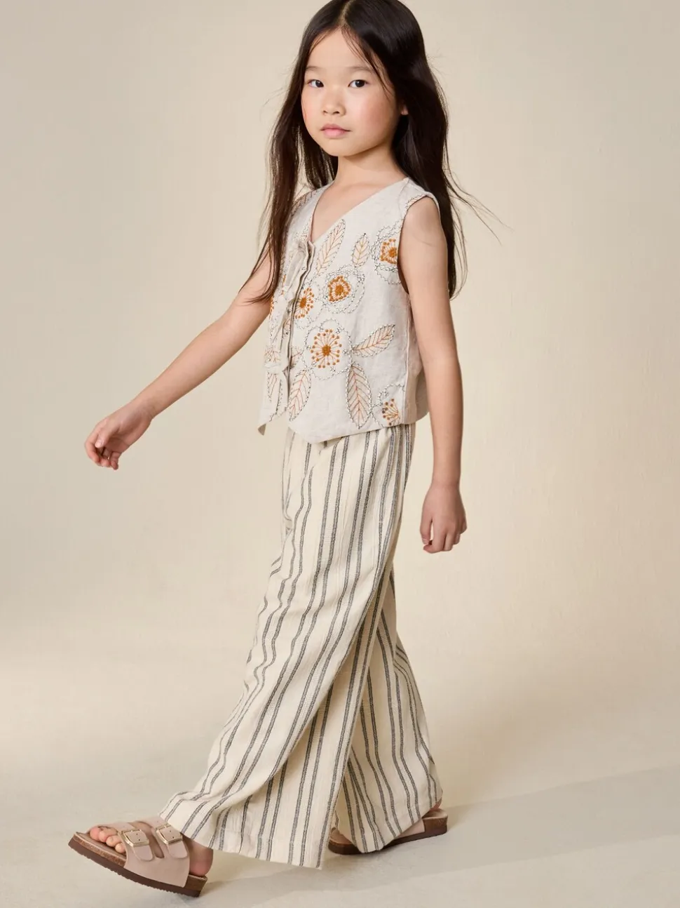 Neutraal - Embroidered Waistcoat and Wide Leg Trousers Set (3-16yrs)