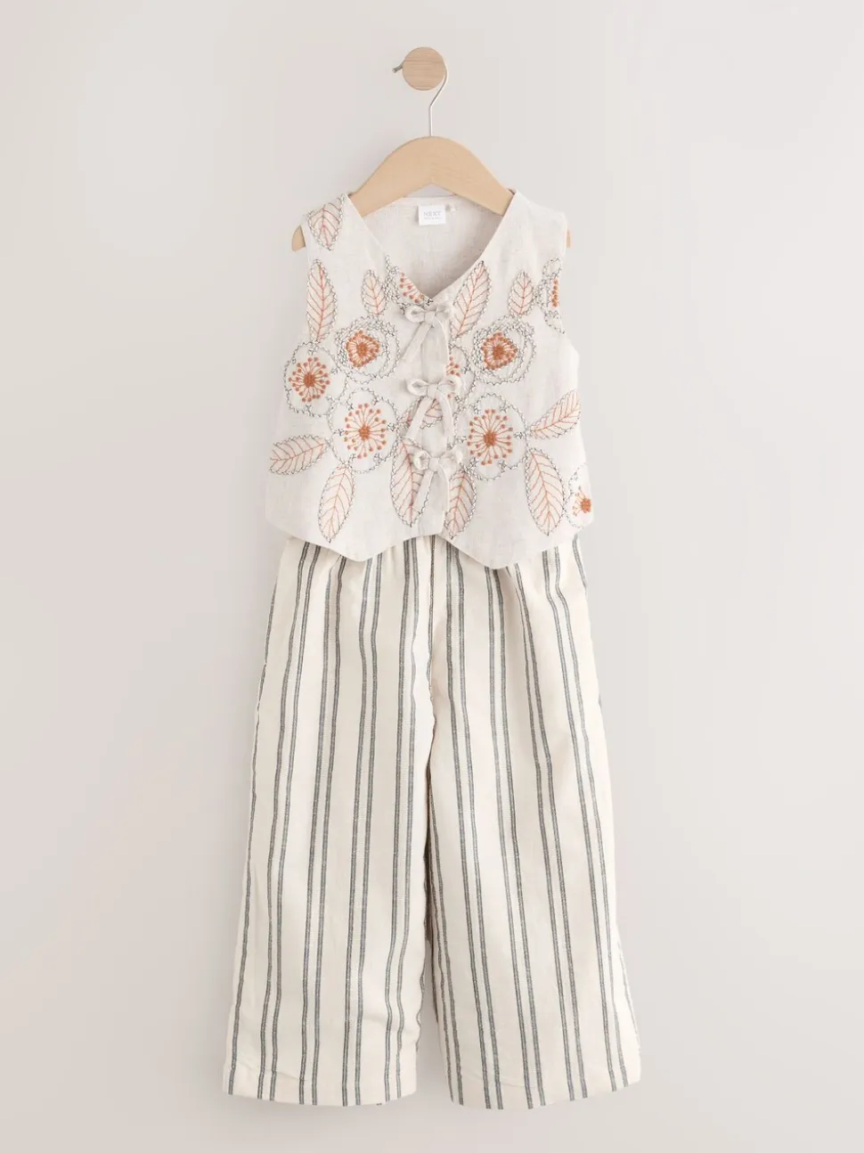 Neutraal - Embroidered Waistcoat and Wide Leg Trousers Set (3-16yrs)