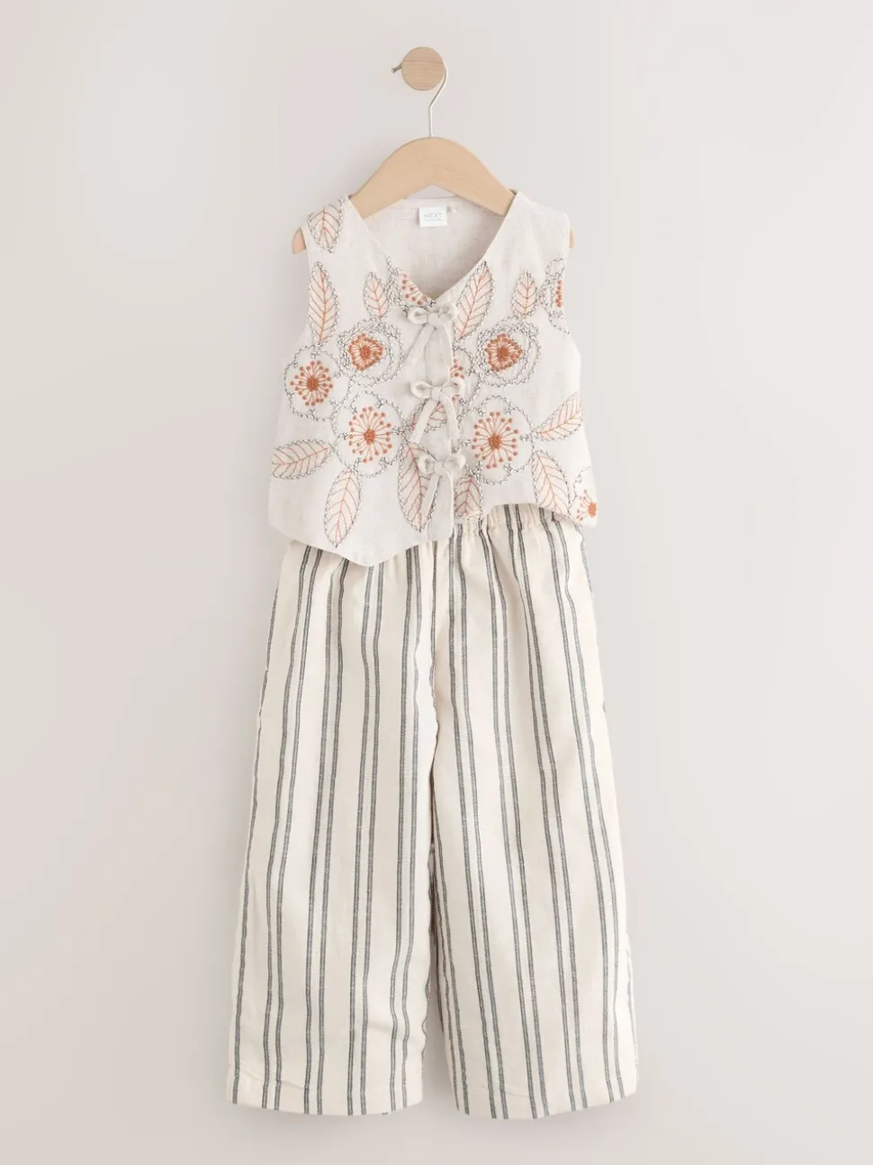 Neutraal - Embroidered Waistcoat and Wide Leg Trousers Set (3-16yrs)