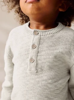 Neutraal - Gebreide Henley-trui (3mnd-7jr)