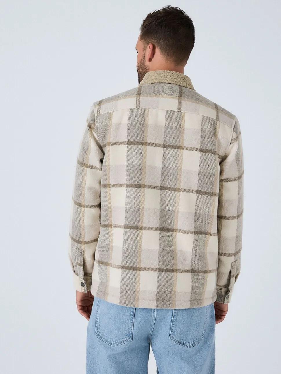 Neutraal - Geruit shacket gevoerd met borg