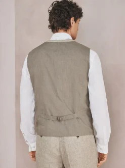 Neutraal - Gilet van linnenmix met textuur
