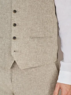 Neutraal - Gilet van linnenmix met textuur