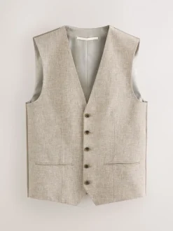 Neutraal - Gilet van linnenmix met textuur