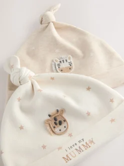 Neutraal - I Love My Mummy/Daddy Baby Hoeden met Stropdas 2 set (0-6maanden)
