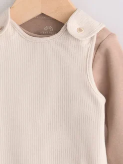 Neutraal - Jersey tuinbroek en rompertje babyset (0mnd-2jr)
