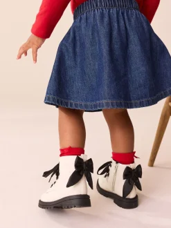 Neutraal - Minnie Mouse Bow Detail Lace Up Enkellaarsjes