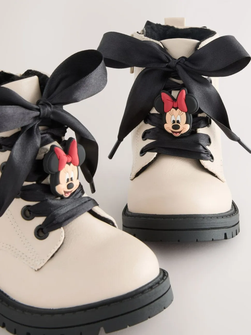 Neutraal - Minnie Mouse Bow Detail Lace Up Enkellaarsjes
